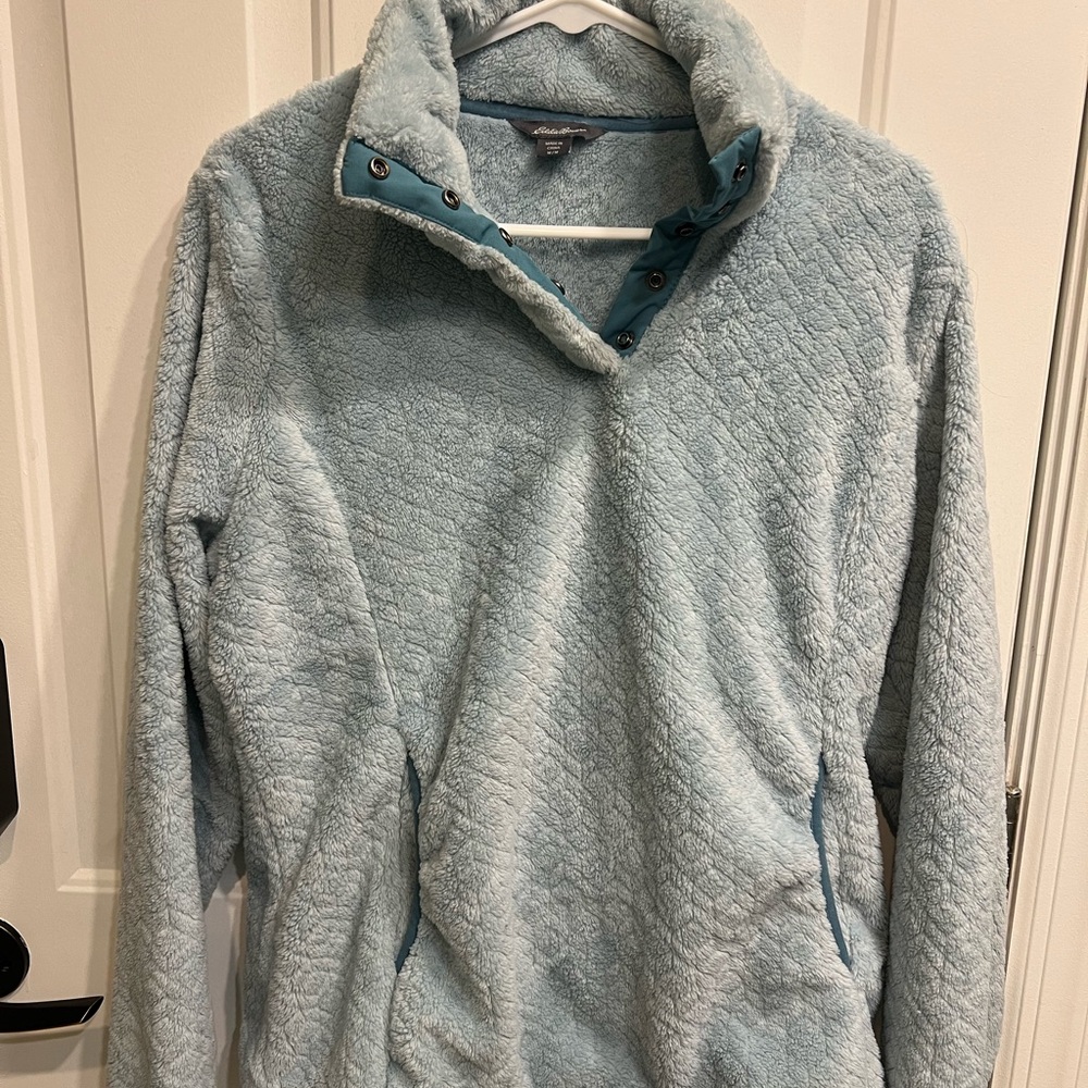 Super Cozy Eddie Bauer Teal Fleece Winter Pullover